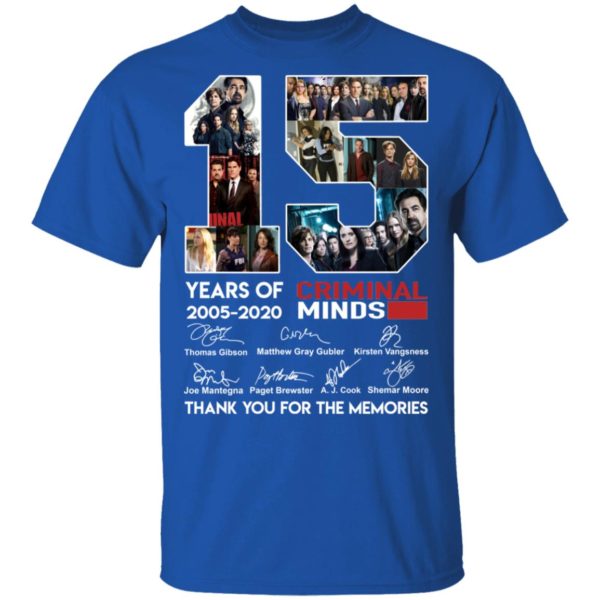15 Years Of Criminal Minds 2002 2020 Thank You For The Memories Shirt