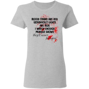 Blood Stains Are Red Ultravivolet Lights Are Blue I Watch Enough Murder Shows Shirt