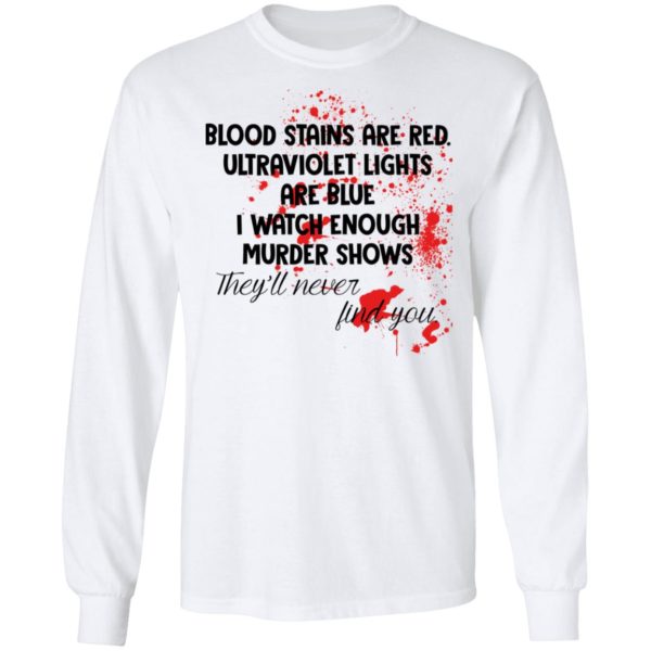Blood Stains Are Red Ultravivolet Lights Are Blue I Watch Enough Murder Shows Shirt