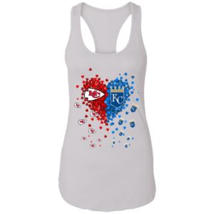 Kansas City Chiefs vs Kansas City Royals Hearts Love Shirt image Kansas City Chiefs vs Kansas City Royals Hearts Love Shirt