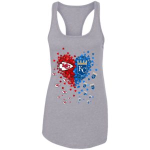 Kansas City Chiefs vs Kansas City Royals Hearts Love Shirt image Kansas City Chiefs vs Kansas City Royals Hearts Love Shirt