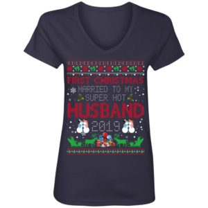 First Christmas Married To My Super Hot Husband 2019 Shirt image First Christmas Married To My Super Hot Husband 2019 Shirt