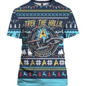 Trek The Halls 3D Print All Over Christmas Shirt