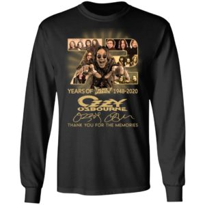 72 Years Of Black Sabbath 1948 2020 Thank You For The Memories Ozzy Osbourne Shirt