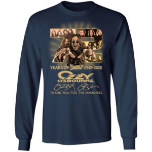72 Years Of Black Sabbath 1948 2020 Thank You For The Memories Ozzy Osbourne Shirt