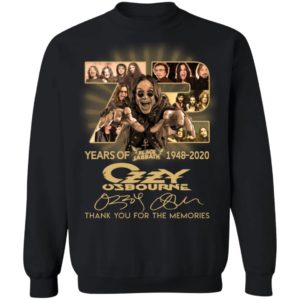 72 Years Of Black Sabbath 1948 2020 Thank You For The Memories Ozzy Osbourne Shirt