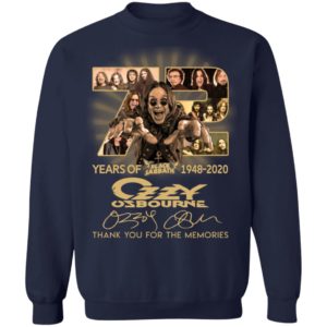 72 Years Of Black Sabbath 1948 2020 Thank You For The Memories Ozzy Osbourne Shirt