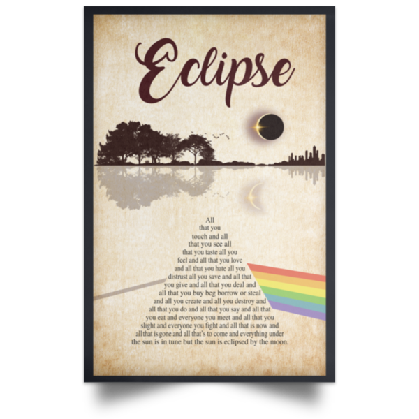 Eclipse Lyrics Typography Pink Floyd Guitar Poster Satin Portrait Poster