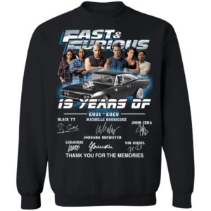 Fast And Furious 19 Year 2001 2020 Signatures Thank You For The Memories Shirt