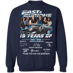Fast And Furious 19 Year 2001 2020 Signatures Thank You For The Memories Shirt