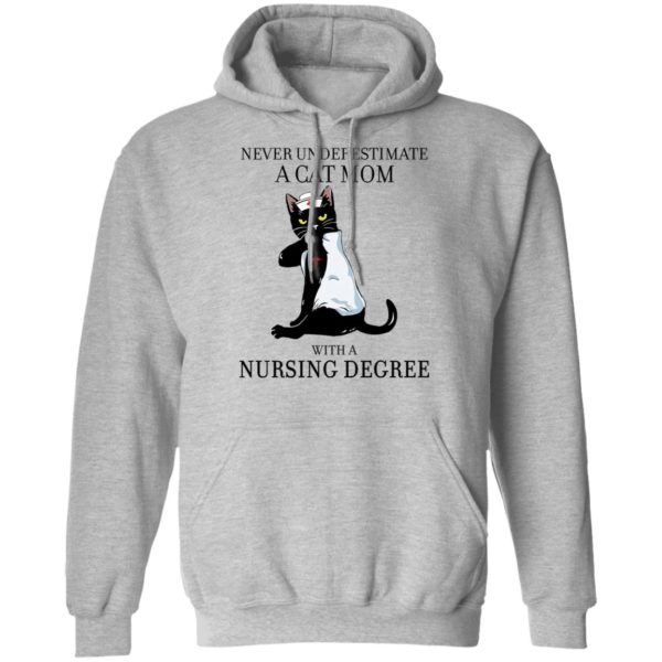 Never Underestimate A Cat Mom With A Nursing Degree Shirt