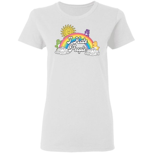 Sun and Rainbow I Hate People White Shirt