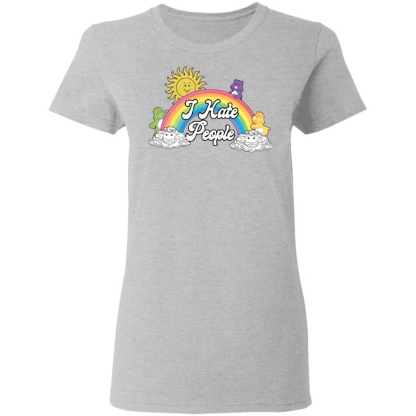 Sun and Rainbow I Hate People White Shirt
