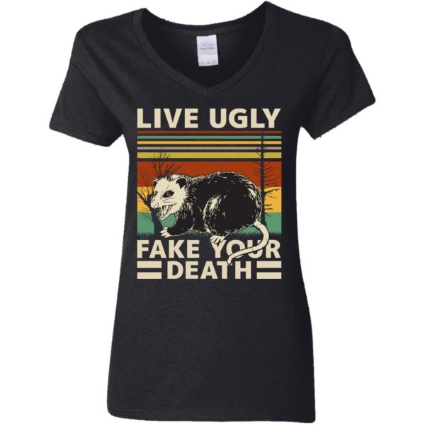 Live Ugly Fake Your Death OPossum Funny Ugly Cat Vintage Shirt