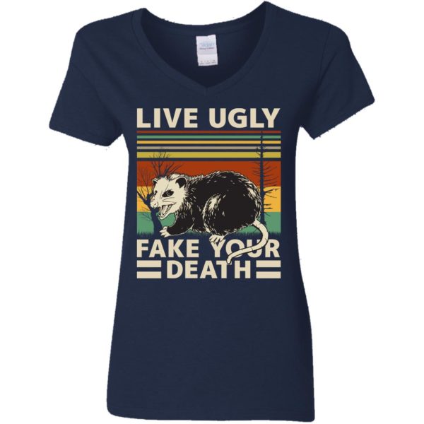 Live Ugly Fake Your Death OPossum Funny Ugly Cat Vintage Shirt
