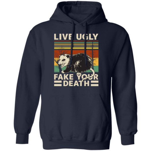 Live Ugly Fake Your Death OPossum Funny Ugly Cat Vintage Shirt