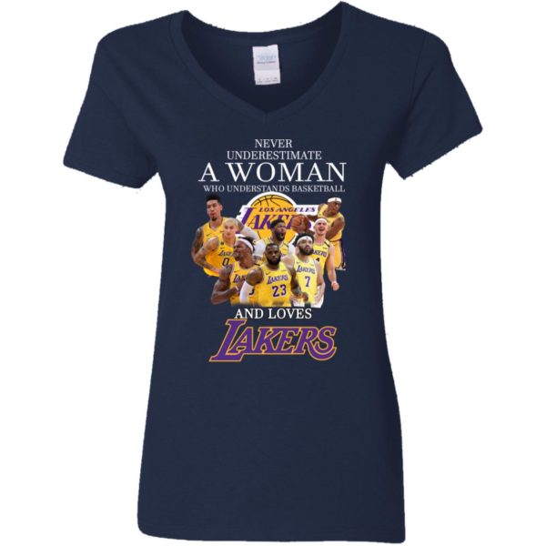 Never Underestimate A Woman Who Understands Baseball And Loves Lakers Shirt