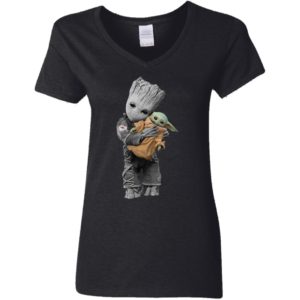 Baby Groot Hug Baby Yoda Cute Shirt