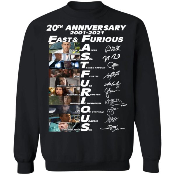 20th Anniversary Fast & Furious 2001 2021 Signature Shirt
