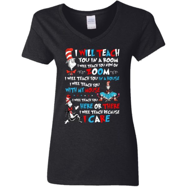 I Will Teach You In A Room I Will Teach You Now On Zoom Dr Seuss Cat Shirt