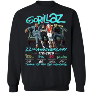 Gorillaz 22nd Anniversary 1998 2020 Memories Shirt image Gorillaz 22nd Anniversary 1998 2020 Memories Shirt