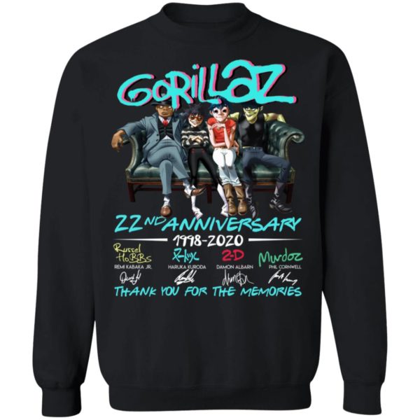 Gorillaz 22nd Anniversary 1998 2020 Memories Shirt
