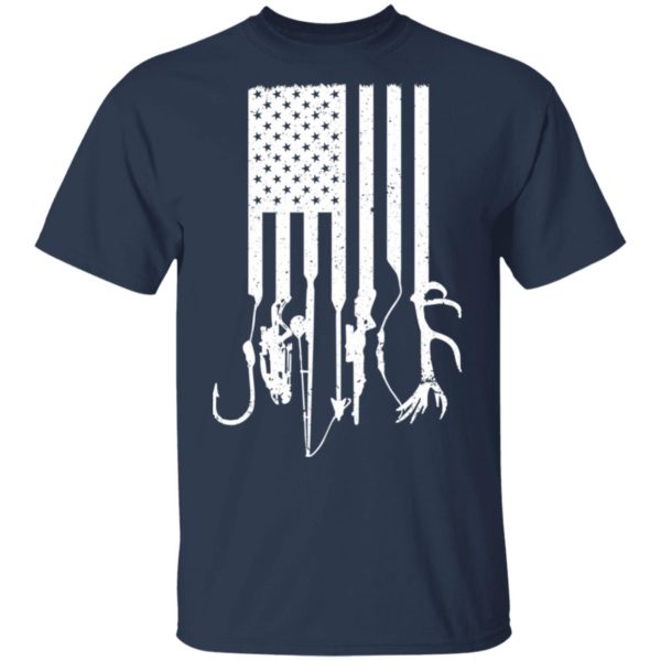 Fishing And Hunting American Flag Funny Shirt