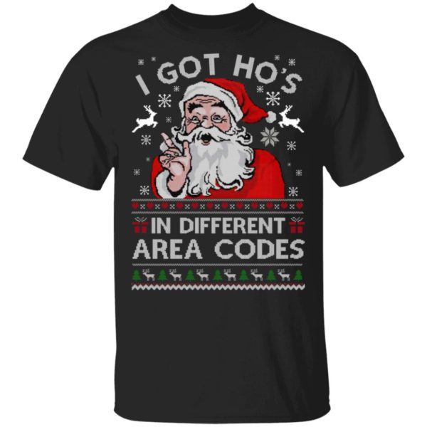 Santa I Got Ho’s In Different Area Codes Christmas Shirt