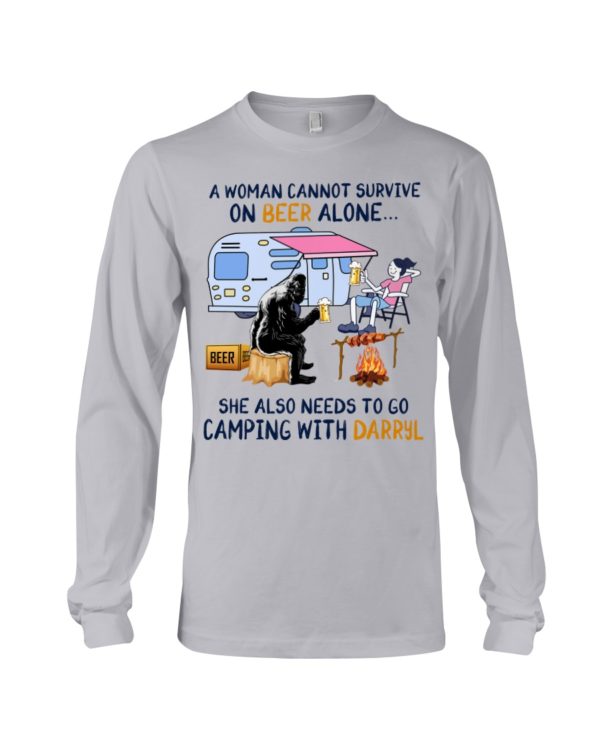 A Women's Cannot Survive On Beer Alone She also needs to go camping with Darryl Shirt