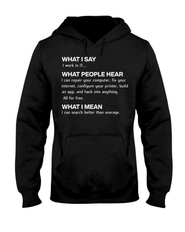 Computing Funny What I Say I Work In IT Shirt