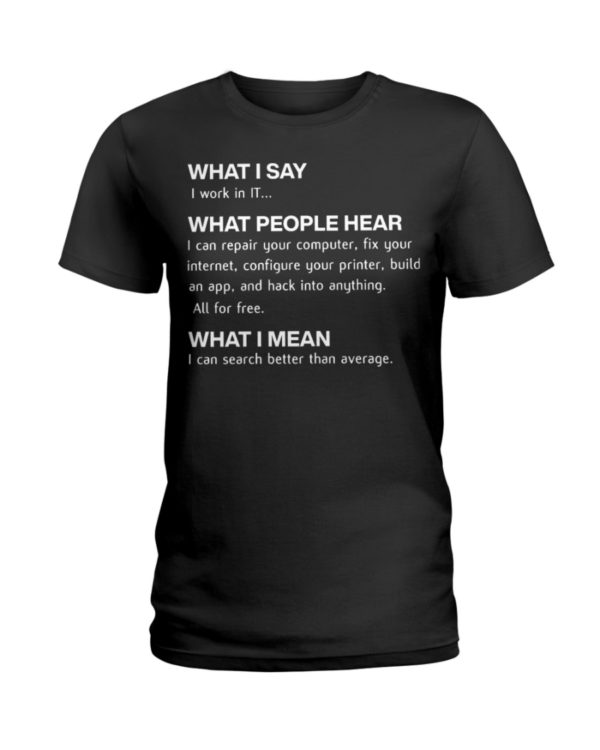 Computing Funny What I Say I Work In IT Shirt