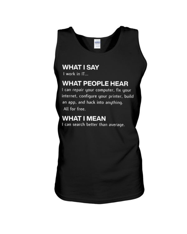 Computing Funny What I Say I Work In IT Shirt