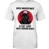 Never Underestimate A Cat Lady With A Nursing Degree Black Cat Shirt