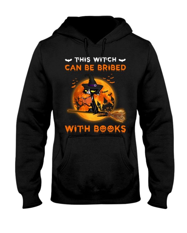 Halloween Grumpy Black Cat This Witch Can't Be Bribed With Books Shirt