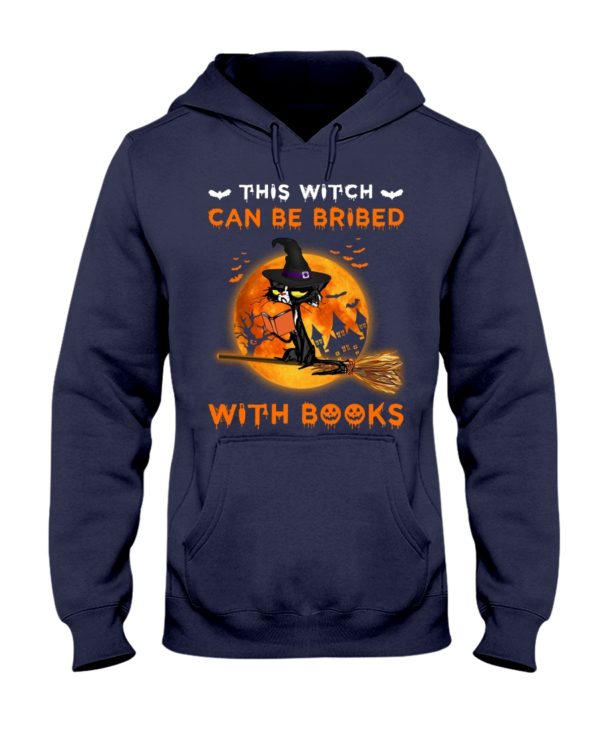 Halloween Grumpy Black Cat This Witch Can't Be Bribed With Books Shirt