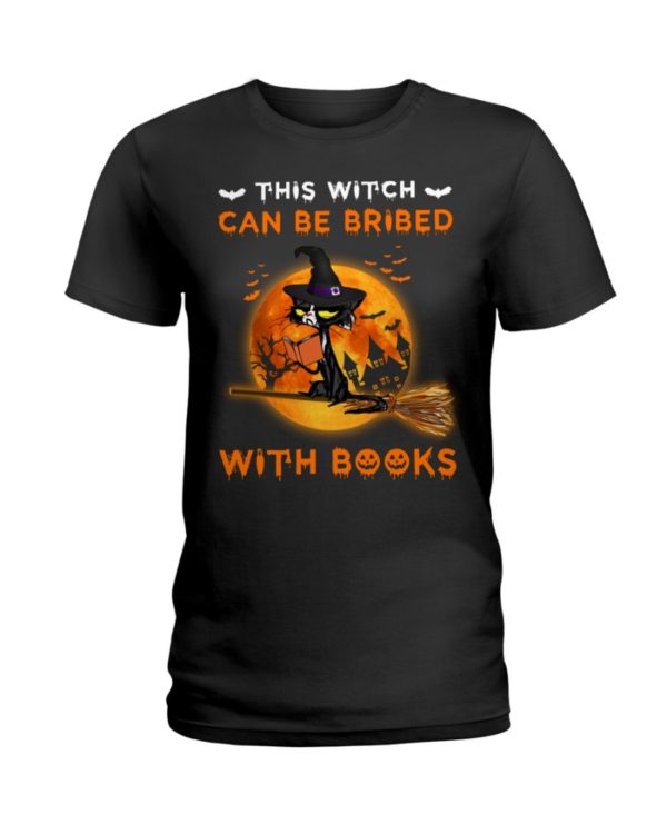 Halloween Grumpy Black Cat This Witch Can't Be Bribed With Books Shirt