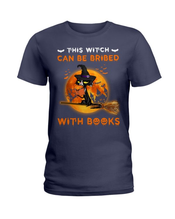 Halloween Grumpy Black Cat This Witch Can't Be Bribed With Books Shirt