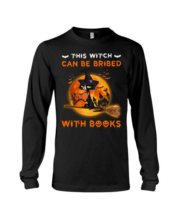 Halloween Grumpy Black Cat This Witch Can't Be Bribed With Books Shirt