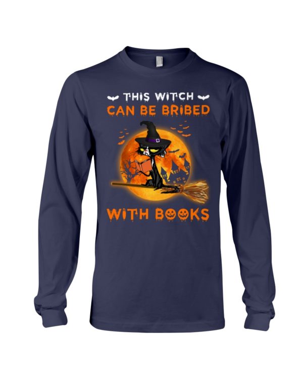 Halloween Grumpy Black Cat This Witch Can't Be Bribed With Books Shirt