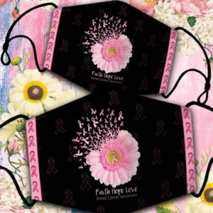 Faith Hope Love Breast Cancer Awareness Face Mask