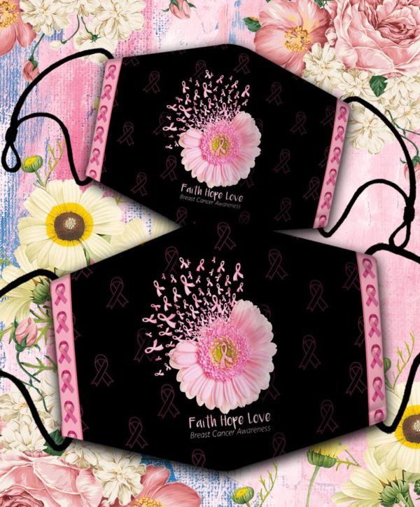 Faith Hope Love Breast Cancer Awareness Face Mask