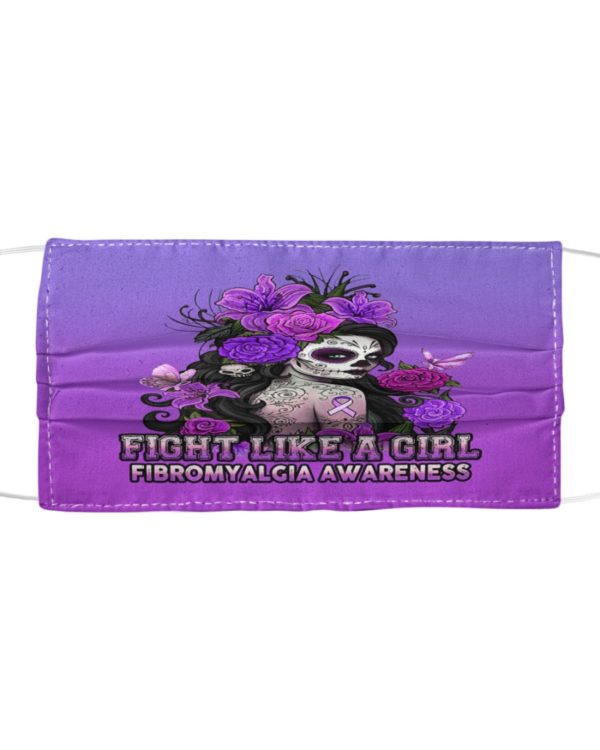 Fight Like A Girl Fibromyalgia Awareness Face Mask