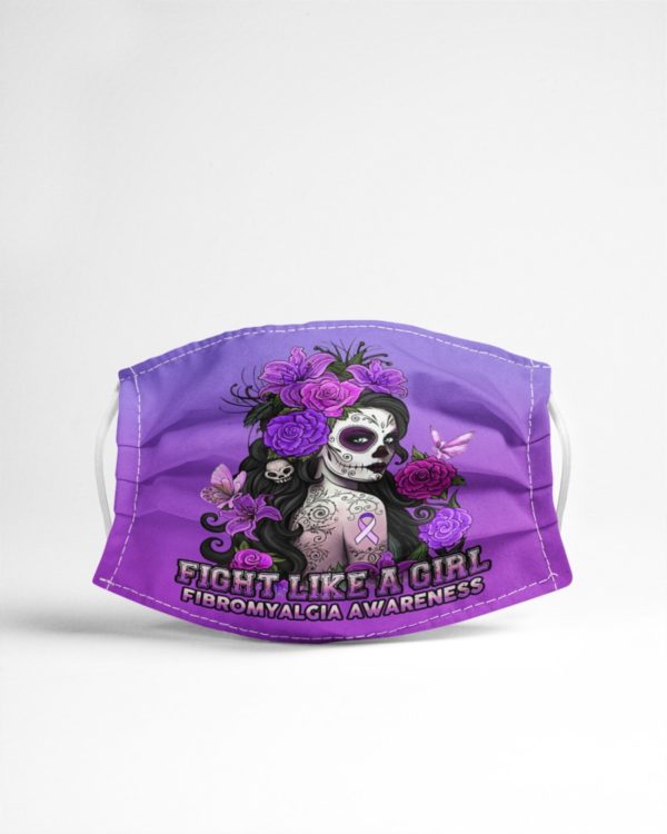 Fight Like A Girl Fibromyalgia Awareness Face Mask