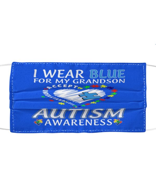 I Wear Blue For My Grandson Autism Awareness Face Mask