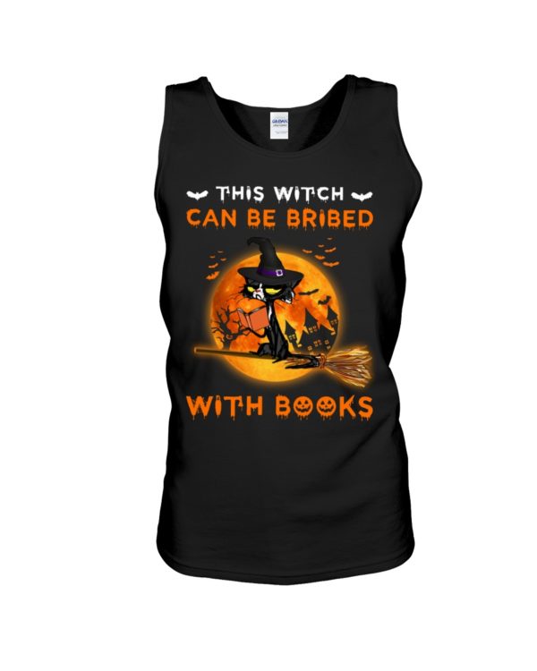 This Witch Can Be Bribed With Books Grumpy Black Cat Shirt
