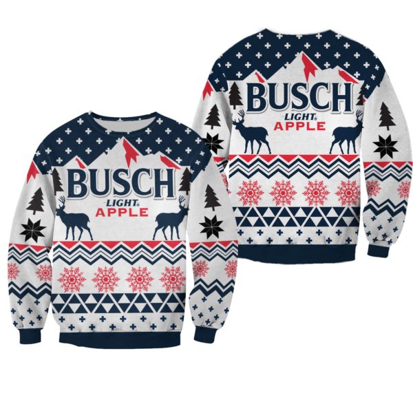 Busch Light Apple 3D Christmas Sweatshirt