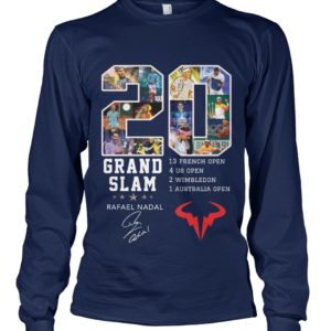20 Grand Slam,Rafael Nadal,13 French Open,4 Us Open,2 Wimbledon,1 Australia Open Shirt. image 20 Grand Slam,Rafael Nadal,13 French Open,4 Us Open,2 Wimbledon,1 Australia Open Shirt.