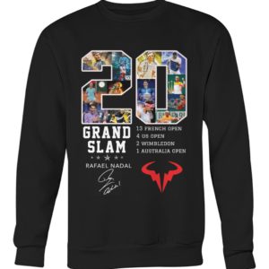 20 Grand Slam,Rafael Nadal,13 French Open,4 Us Open,2 Wimbledon,1 Australia Open Shirt. image 20 Grand Slam,Rafael Nadal,13 French Open,4 Us Open,2 Wimbledon,1 Australia Open Shirt.