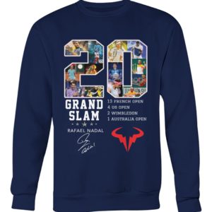 20 Grand Slam,Rafael Nadal,13 French Open,4 Us Open,2 Wimbledon,1 Australia Open Shirt. image 20 Grand Slam,Rafael Nadal,13 French Open,4 Us Open,2 Wimbledon,1 Australia Open Shirt.