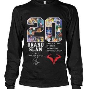 20 Grand Slam,Rafael Nadal,13 French Open,4 Us Open,2 Wimbledon,1 Australia Open Shirt. image 20 Grand Slam,Rafael Nadal,13 French Open,4 Us Open,2 Wimbledon,1 Australia Open Shirt.